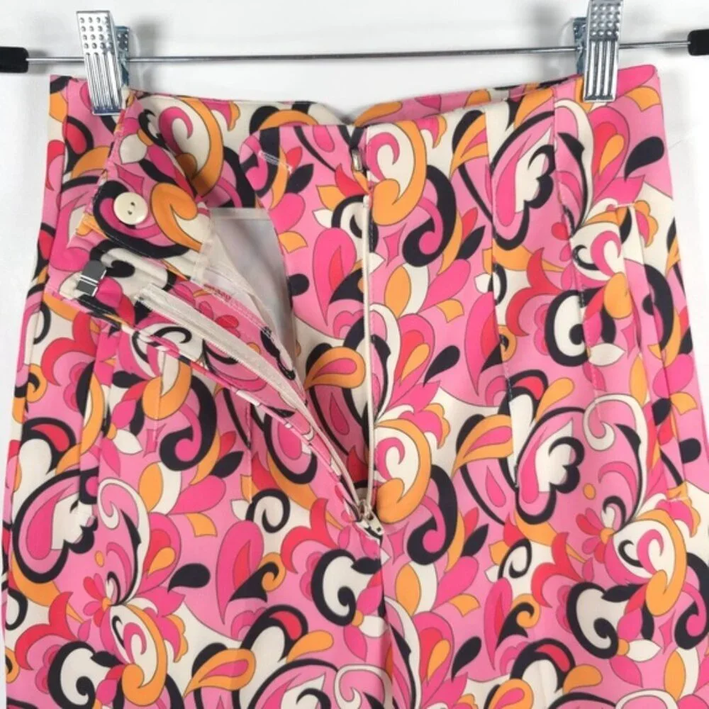 NWT ZARA Paisley Floral Straight Leg High Waist Pants 1478/935 Size‎ XS